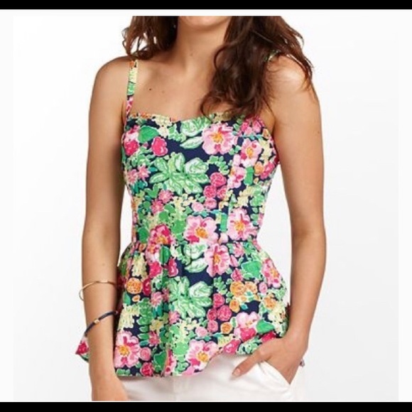 {Lilly Pulitzer} Gardenia peplum top in Getaway Garden. - Picture 3 of 7